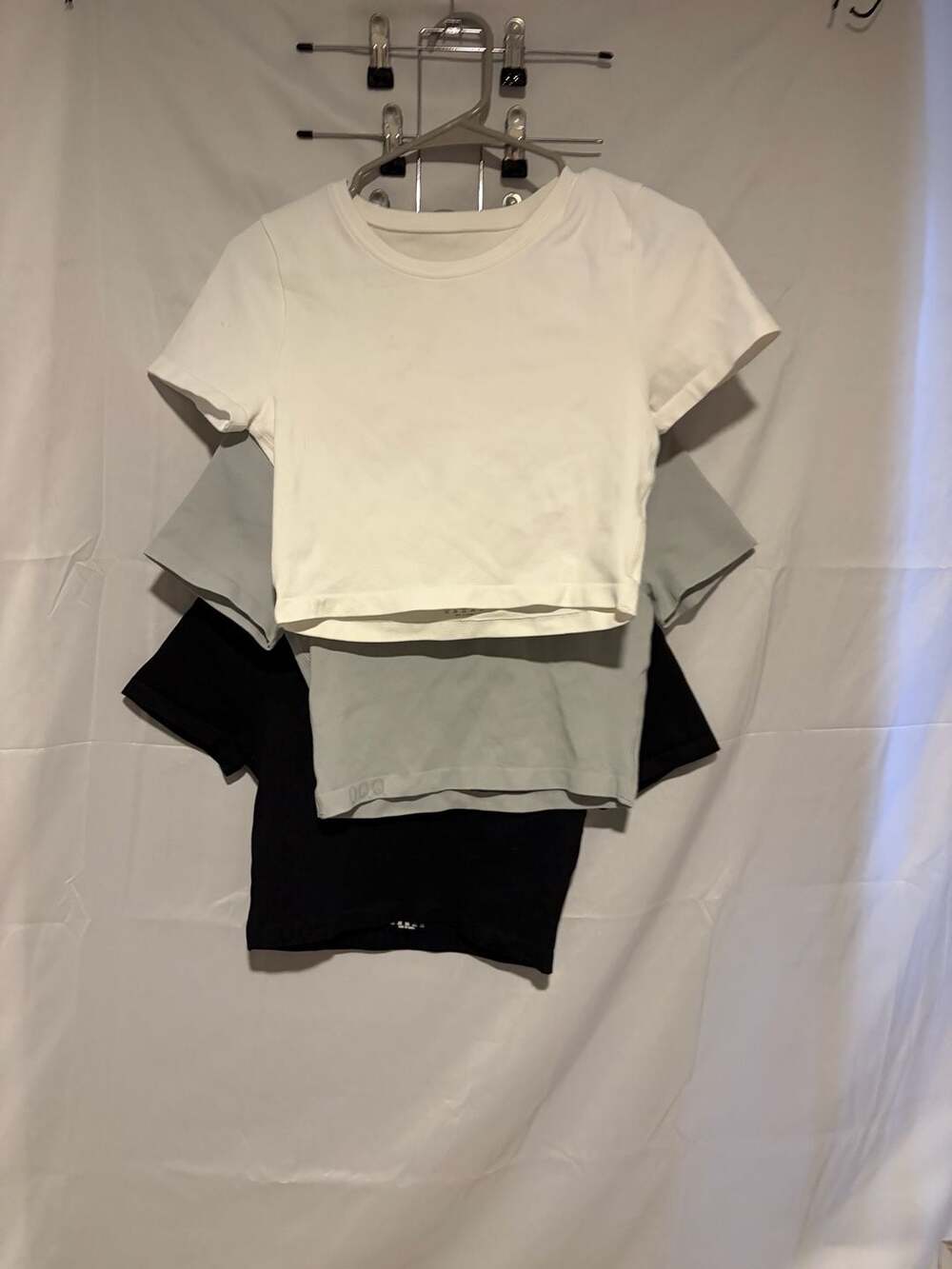 QQQ Women's Crop Top Set of 3 (White, Grey, Black) - Size M